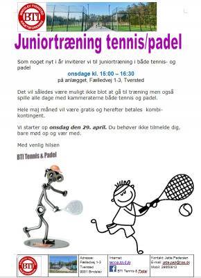 Juniortræning tennis/padel onsdage kl. 1500 - 1630